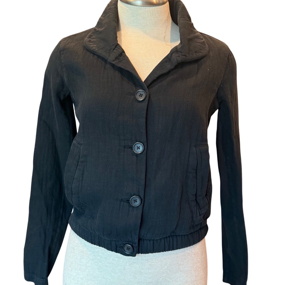 James Perse Black Cropped Button Jacket Size 2 (US Medium) Minimalist Basic
